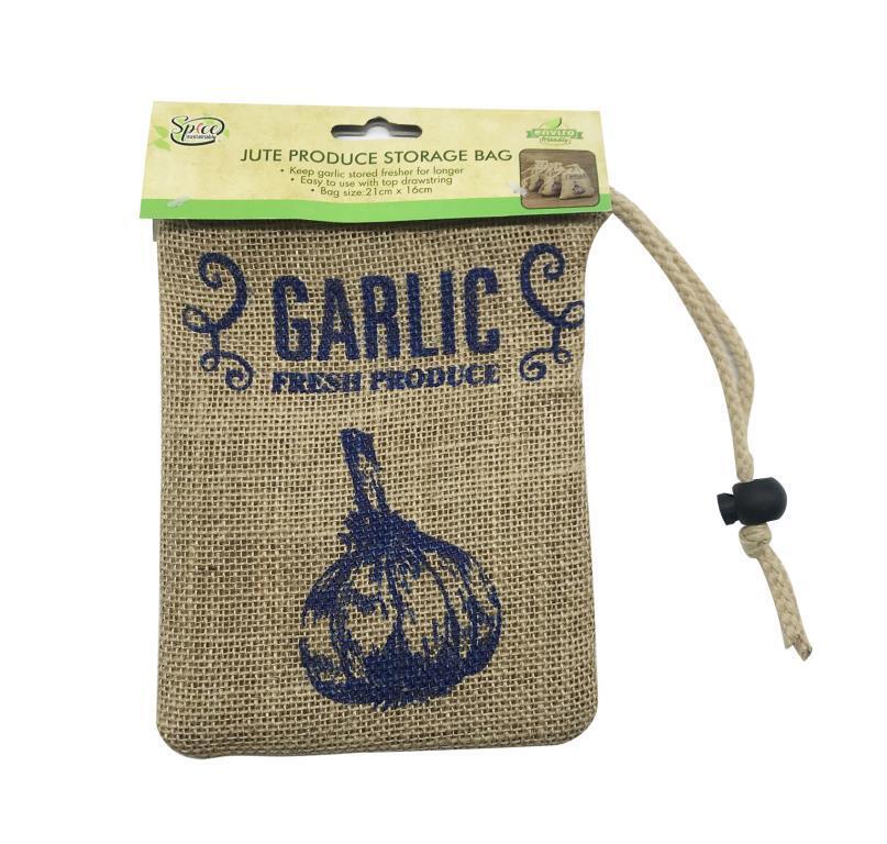 Jute Produce Storage Bag Garlic Storage Vegetable Sack Reusable Store Drawstring