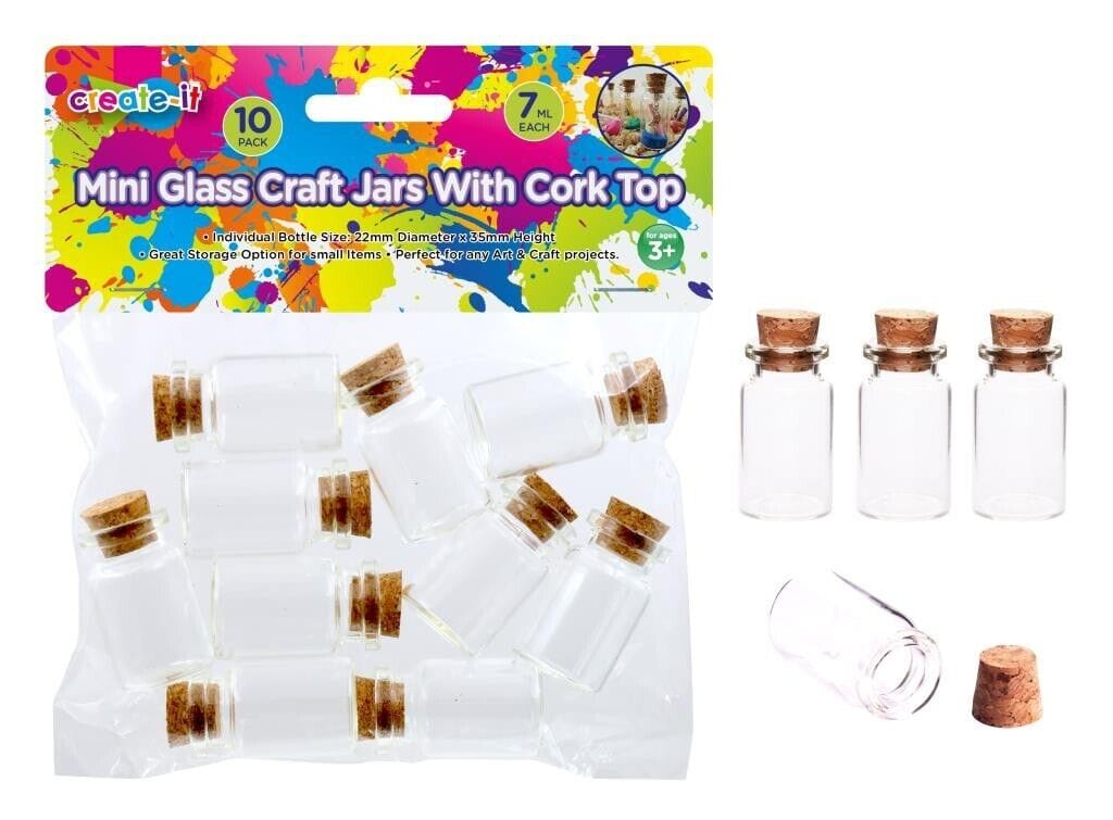 10x Mini Craft Glass Bottle Cork Top Clear Small Tiny Craft DIY Jars 7ML