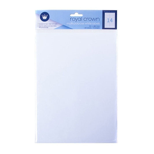 140 Self Adhesive Labels Stickers 99.1x38.1mm White Blank School Office Note Tag