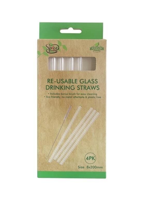 Premium Glass Reusable Foldable Extra Long Drinking Straws 4 Clear 1 Brush