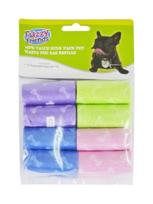 16 Rolls of 15 Plastic Bags Pet Dog Puppy Poo Waste Poop Clean Pick Up Garbage