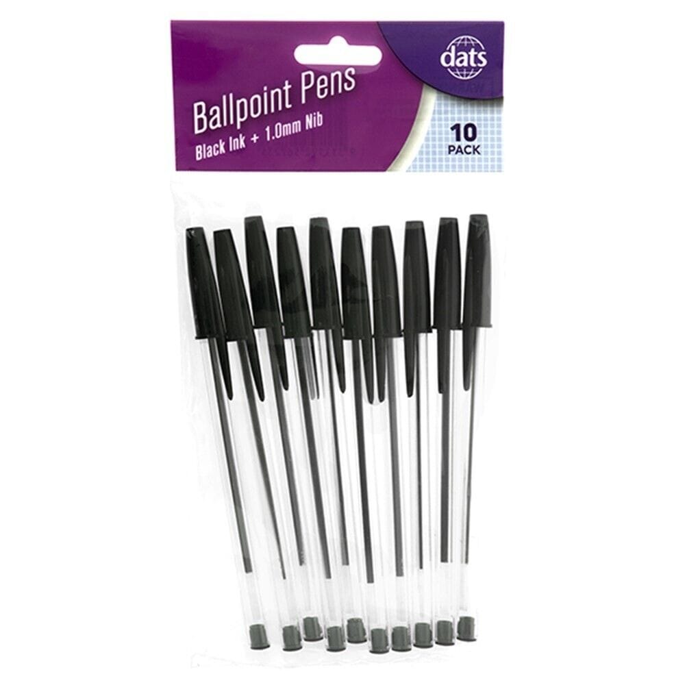 10 x Ballpoint Pens 1.0mm Black Ink Pen School Office Stationery