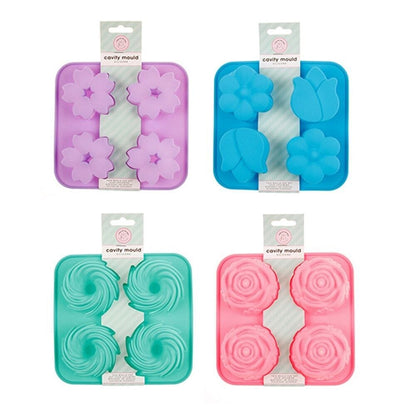 4 Cavity Flower Shaped Silicone Mould Bakeware Chocolate Cake Baking Mold Jelly