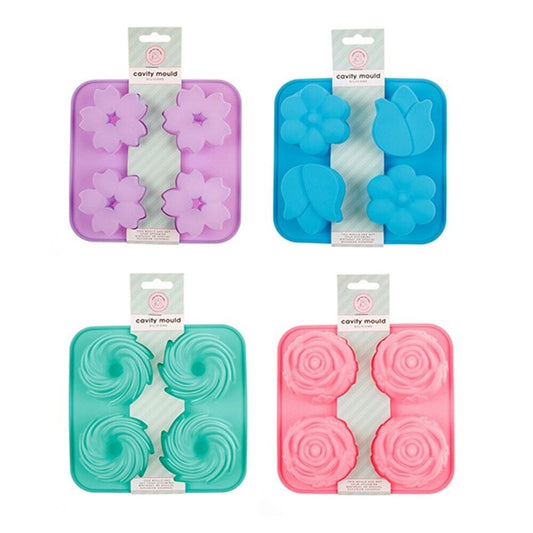 4 Cavity Flower Shaped Silicone Mould Bakeware Chocolate Cake Baking Mold Jelly