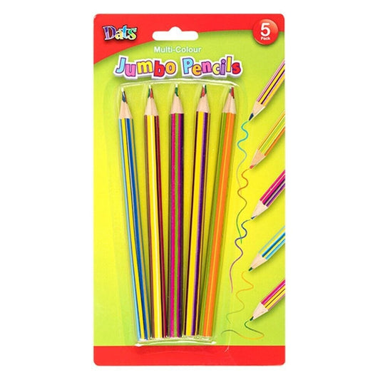 5x Jumbo Multi Coloured Rainbow Wood Pencils Drawing Sketch Kids Art Craft