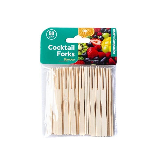 50pc Mini Bamboo Catering Forks Party Picks Finger Food Tasting Sticks Cocktail