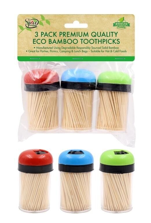 3 Pack Two Heads Wood Stick Wooden Bamboo Toothpick Party Cocktail Food Picks