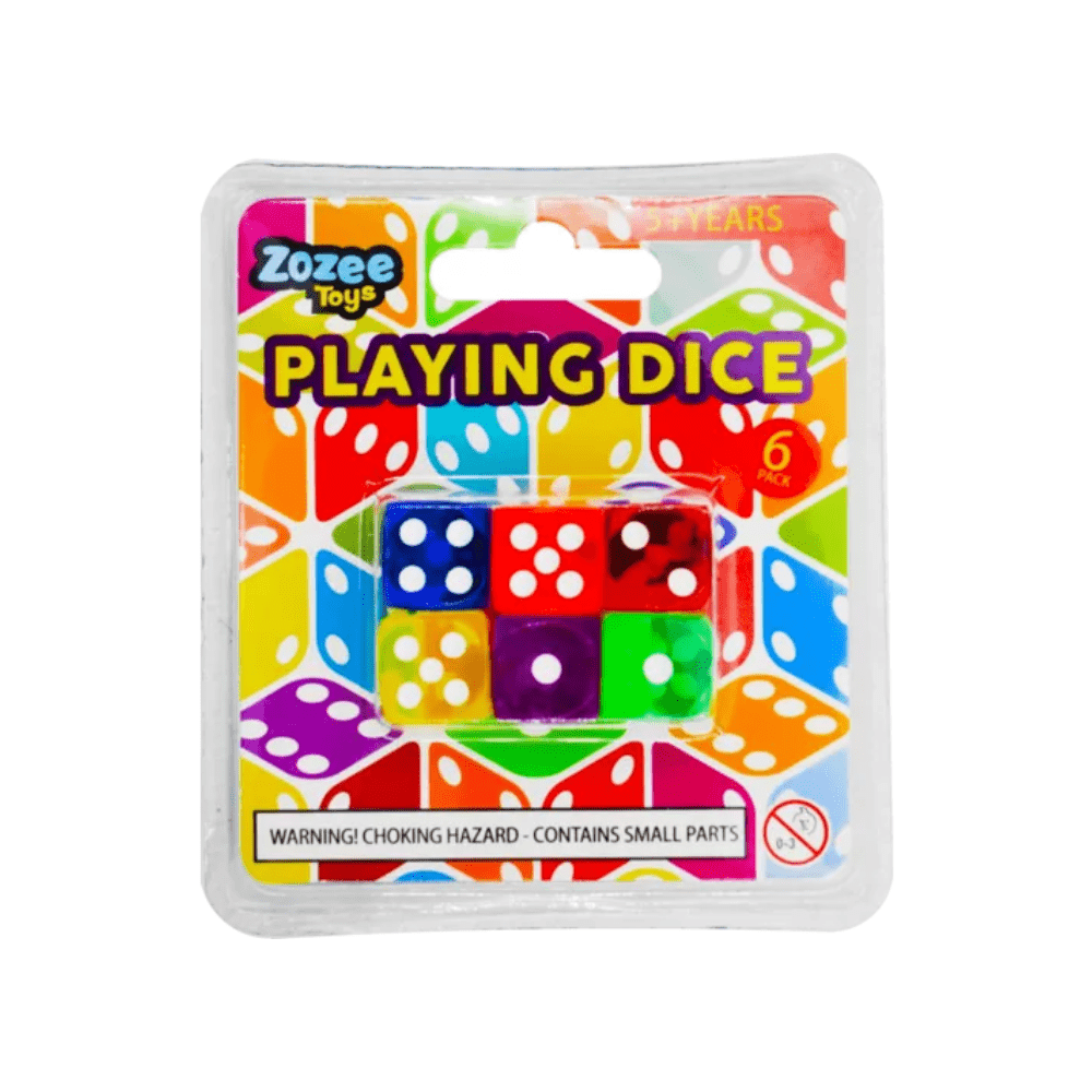 Set of 6 Six Sided Square Opaque 13.5mm Playing Dice Colorful W/ Black Pip Die