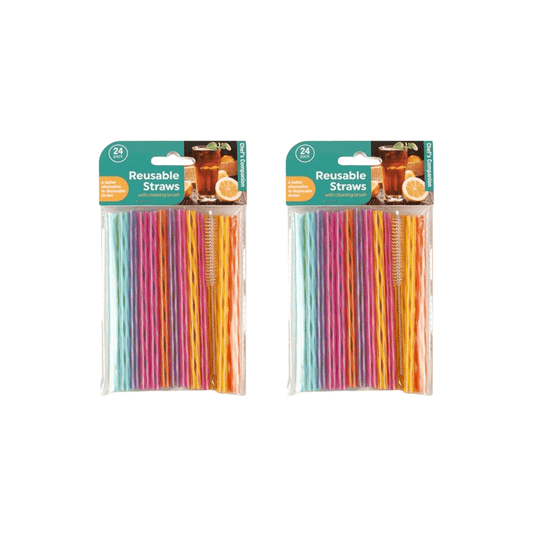 48pcs Reusable Plastic Straws Party Drinking Straw Cleaning Colourful Long 14cm