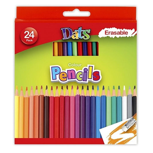 24 Colouring Pencils Set Art Supplies Smooth Lead Sketch Colour Drawing Kids