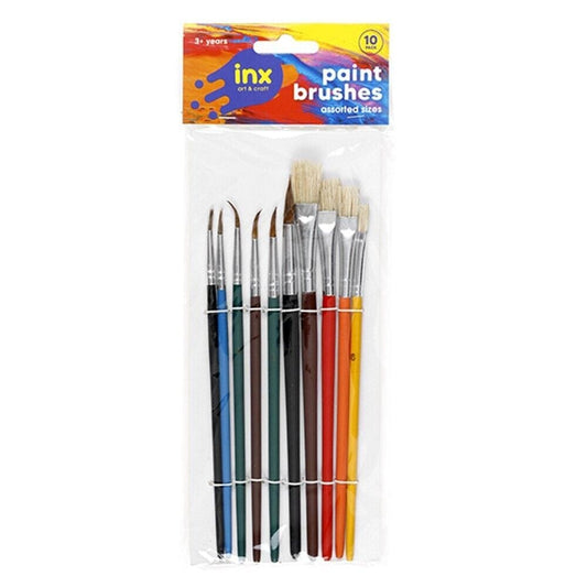 10x Flat Paint Brush Sizes Set Bristle Canvas Preparation Oil Acrylic Watercolor