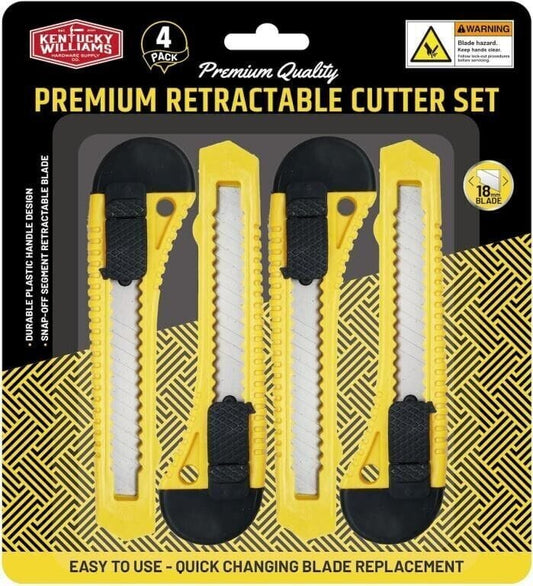 4x Utility Large Safety Knife Retractable Box cutter Blade Snap Off Razor 18mm