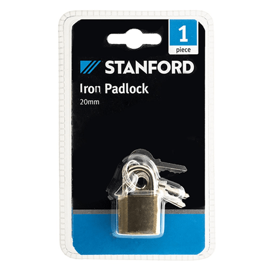 1x Iron Padlock with Brass Coating 20mm Secure Shackle Lock Luggage Travel Home