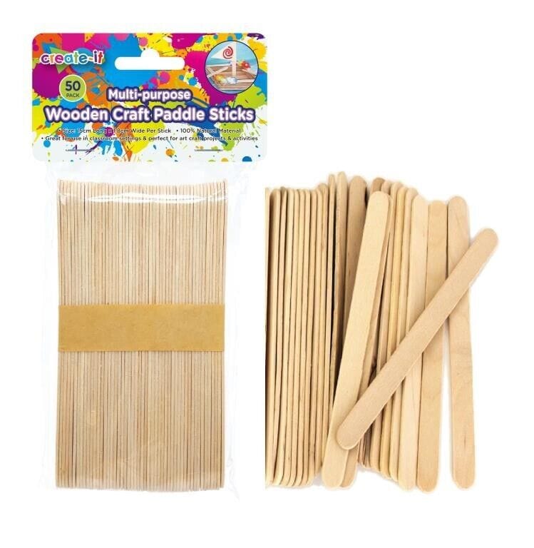 50 Wooden Craft Sticks Paddle Pop Popsicle Coffee Stirrers Ice Cream Wax Stick