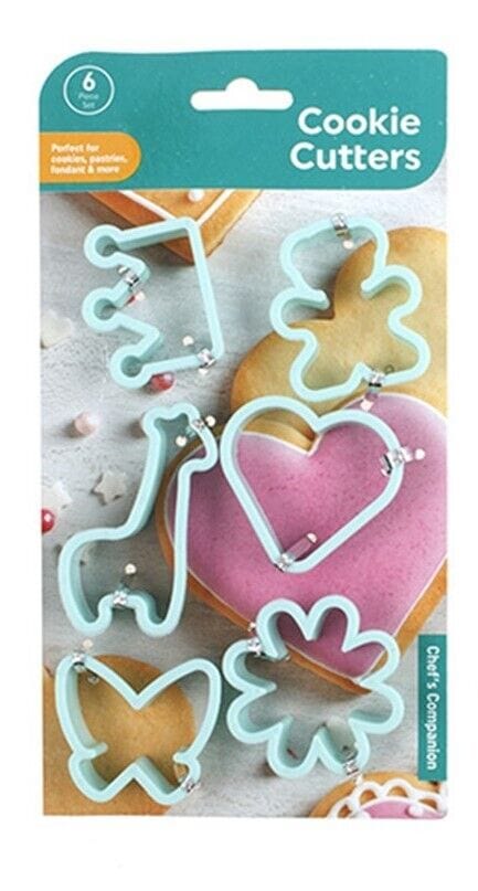 6 Pcs Biscuit Cookie Cutter Set Teddy Round Flower Heart Shape Cutters Mould DIY