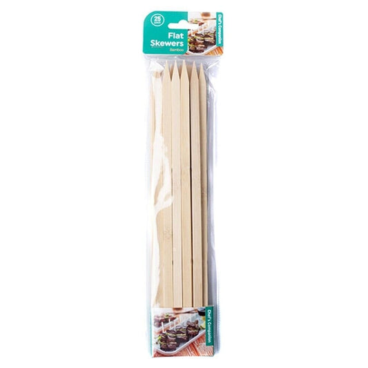 25x Bamboo Flat ECO Skewers BBQ Picnic Barbecue Party Needle 29cm