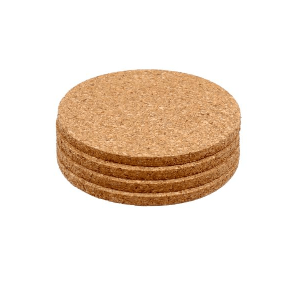 4x Cork Style Coasters - Round Holder Cup Drink Table Glass Coffee 9CMx9CMx0.5CM