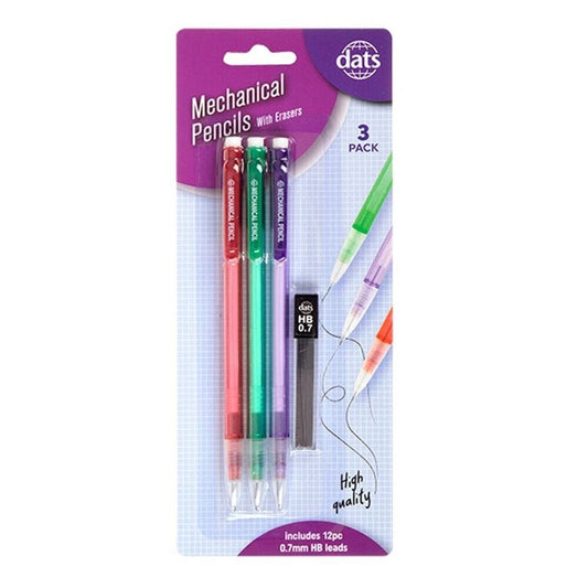 3 PCS 0.7MM Mechanical Pencil Drafting Pencils With HB 0.7mm Leads Office School