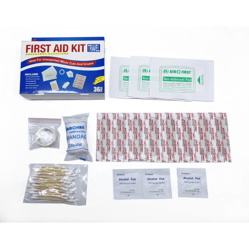 1x Pack First-Aid Kit Travel Emergency Cuts Grazes Bandage Roll Cotton Gauze Pad