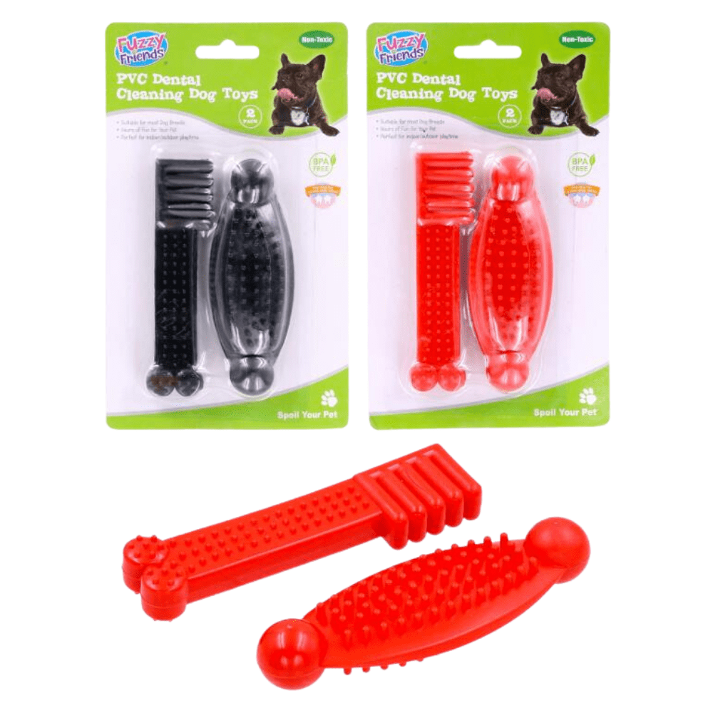 2Pk PVC Dental Health Cleaning Dog Pet Toy Gums Teeth Chew