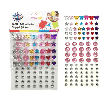 100pcs Self Adhesive Crystal Stickers Stars Hearts Floral Diamond Button Gems