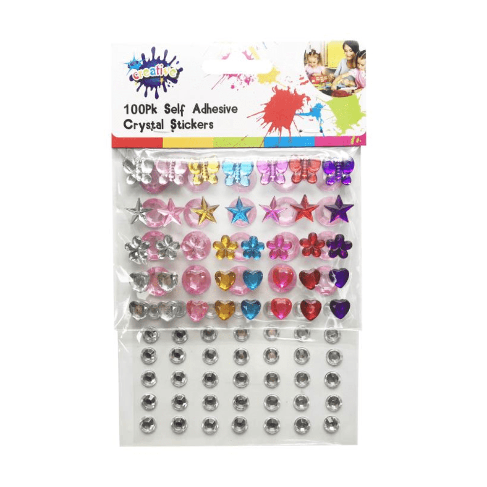 100pcs Self Adhesive Crystal Stickers Stars Hearts Floral Diamond Button Gems