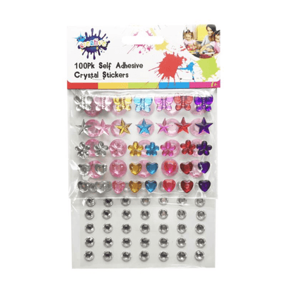 100pcs Self Adhesive Crystal Stickers Stars Hearts Floral Diamond Button Gems