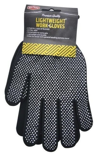 2 Pair Lightweight Work Hand Gloves Home General Garden Black Extra Grip