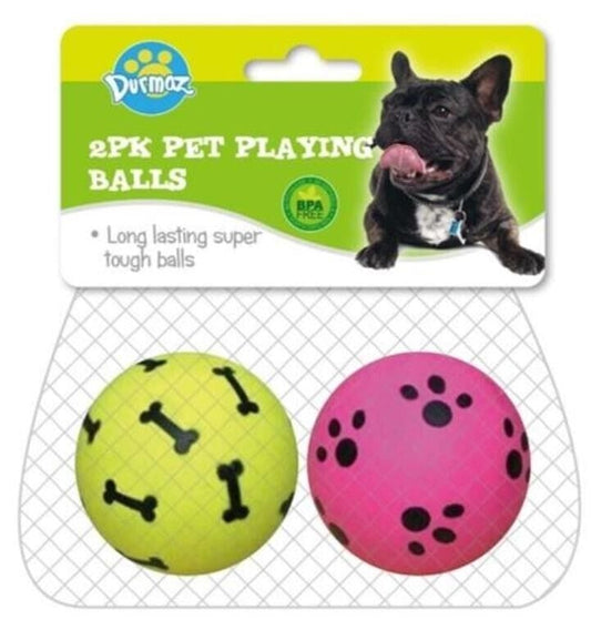 Dog Balls 6cm 2 Pack Launcher Toy Pet Puppy Fetch Play Outdoor Training