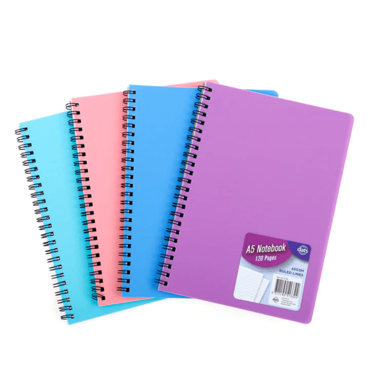 A4 Notebook Basic Spring PP Col 120 Pages 60 GSM Ruled Lines