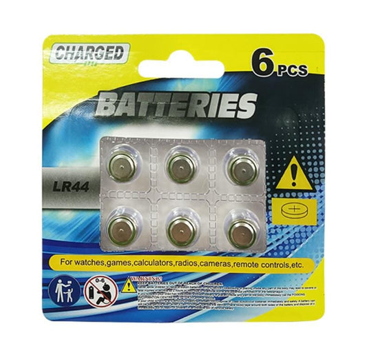 6 Pcs Button Cell Watch Games Batteries Camera Calculators Remote LR44 Sealed