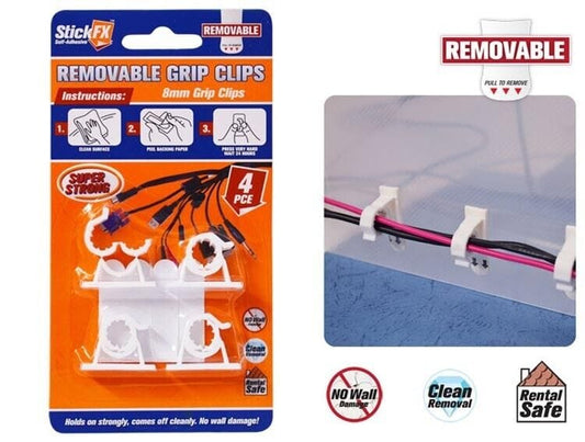 4x Cable Clips Removable Clamp Adhesive Cord Management Wire Holder Organizer