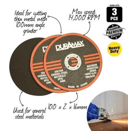 3x 100mm Cutting Discs Wheel Thin Angle Grinder Cut Off Metal Steel Tool Flap