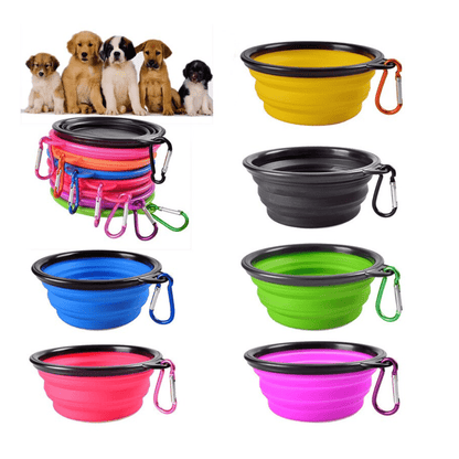 Pet Dog Cat Portable Silicone Collapsible Travel Food Bowl Water Dish Feeder