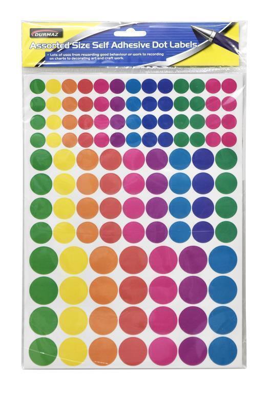 348 Pcs Assorted Circle Colour Code Round Sticker Label Dots Spots coloured