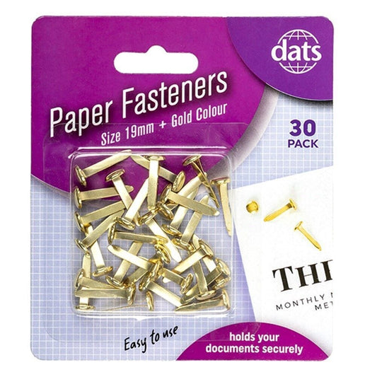 30 x Paper Fasteners Gold Brass Fastener 19 mm Card Scrabooking School Office