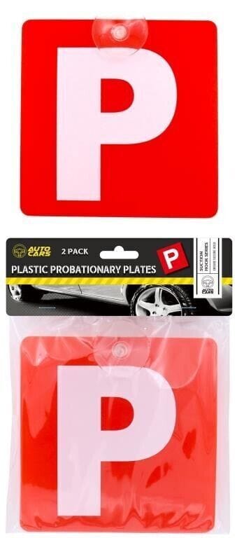 2 Pack Plastic Probationary Red Ps P Plates Pair Secure Hold Suction Cups Hook