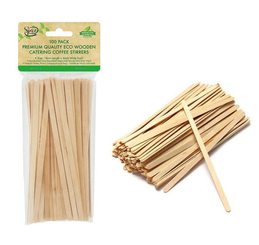 100pk Eco Wooden Catering Coffee Stirrers Ice Cream Long Sticks Craft Stick