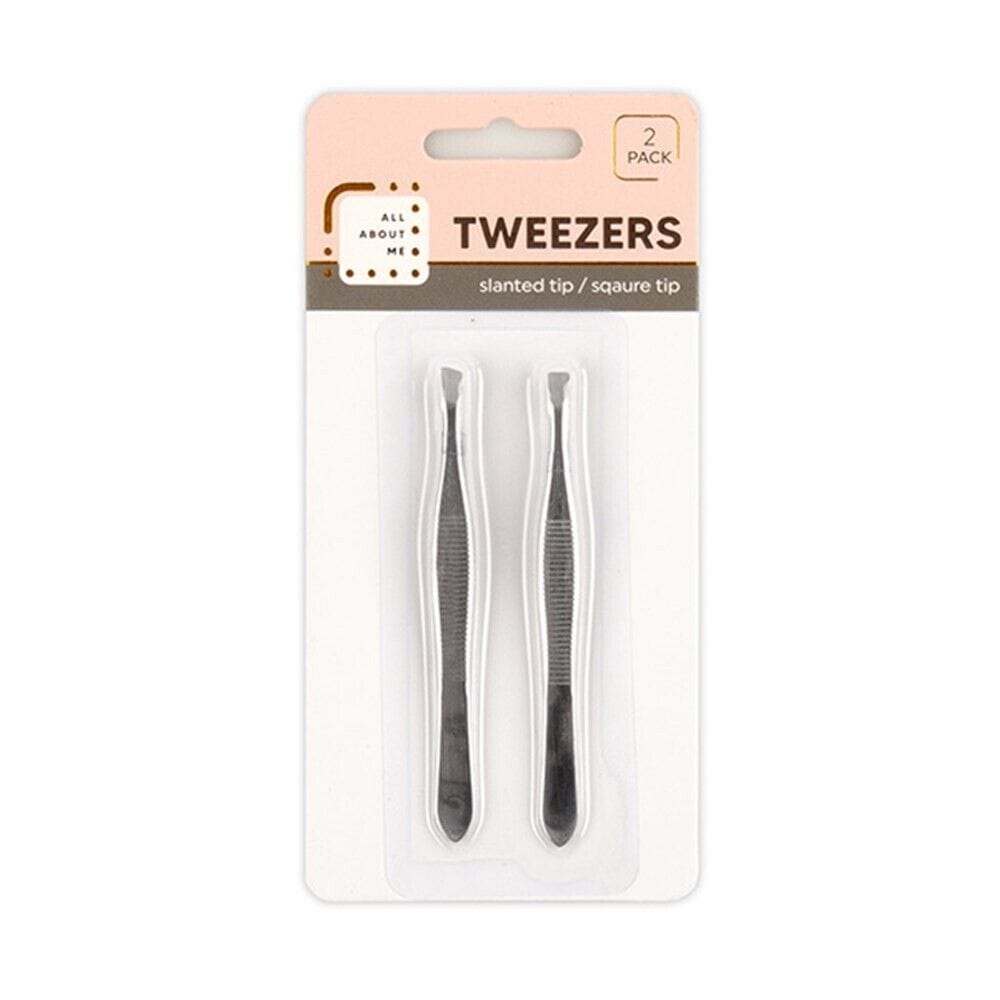 2x Professional Slanted Tip Eyebrow Tweezers Stainless Steel hair Beauty Tweezer