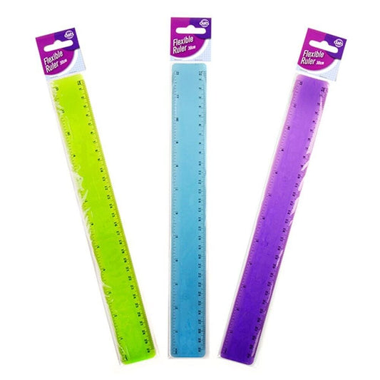 30cm Plastic Ruler Flexible School 12Inch Stationery Office Purple Blue Green