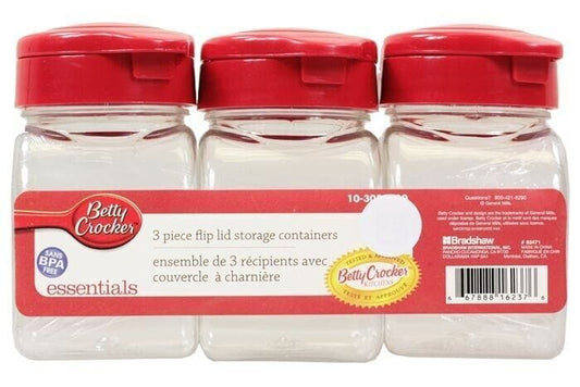 3X Betty Crocker Plastic Spice Jar Food Storage Herbs Seasoning Container