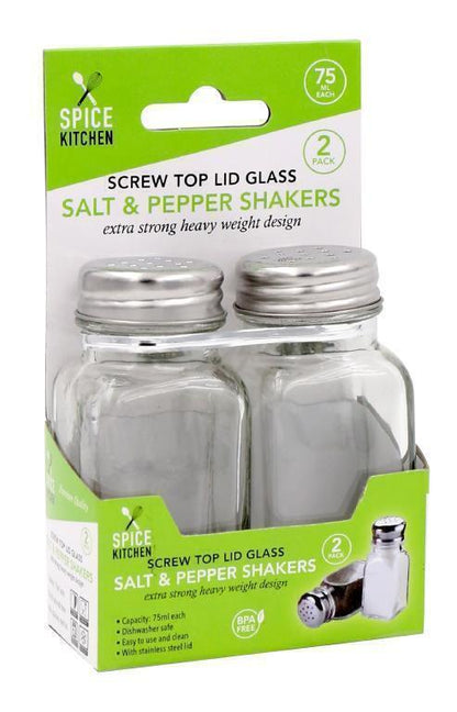 2X Glass Salt and Pepper Shakers Screw Top Lid Cafe Dining Catering Restaurant