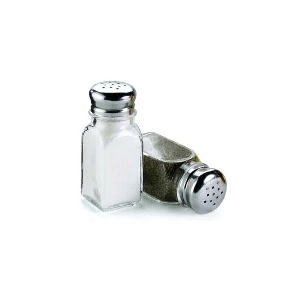 2X Glass Salt and Pepper Shakers Screw Top Lid Cafe Dining Catering Restaurant