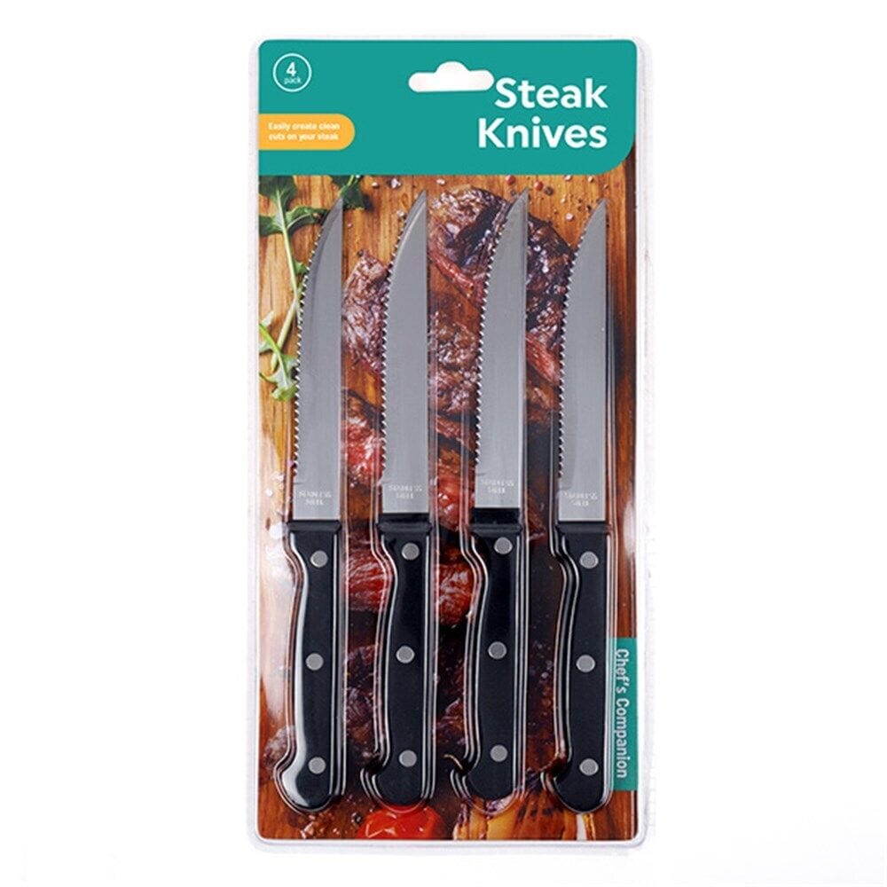 4 Steak Knives Dinner Food Meat Stainless Steel Sharp Serrated Knife