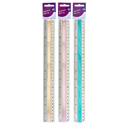 30cm Aluminium Ruler Silver School 12Inch Stationery Office Colorful