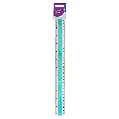 30cm Aluminium Ruler Silver School 12Inch Stationery Office Colorful