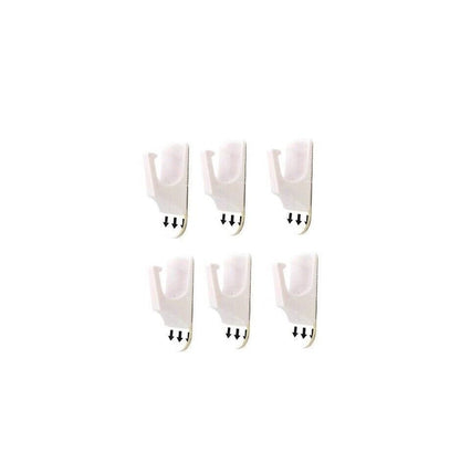 6x Removable Hooks White Self Adhesive Wall Hanging Hook Up To 1.5KG Tiles Glass