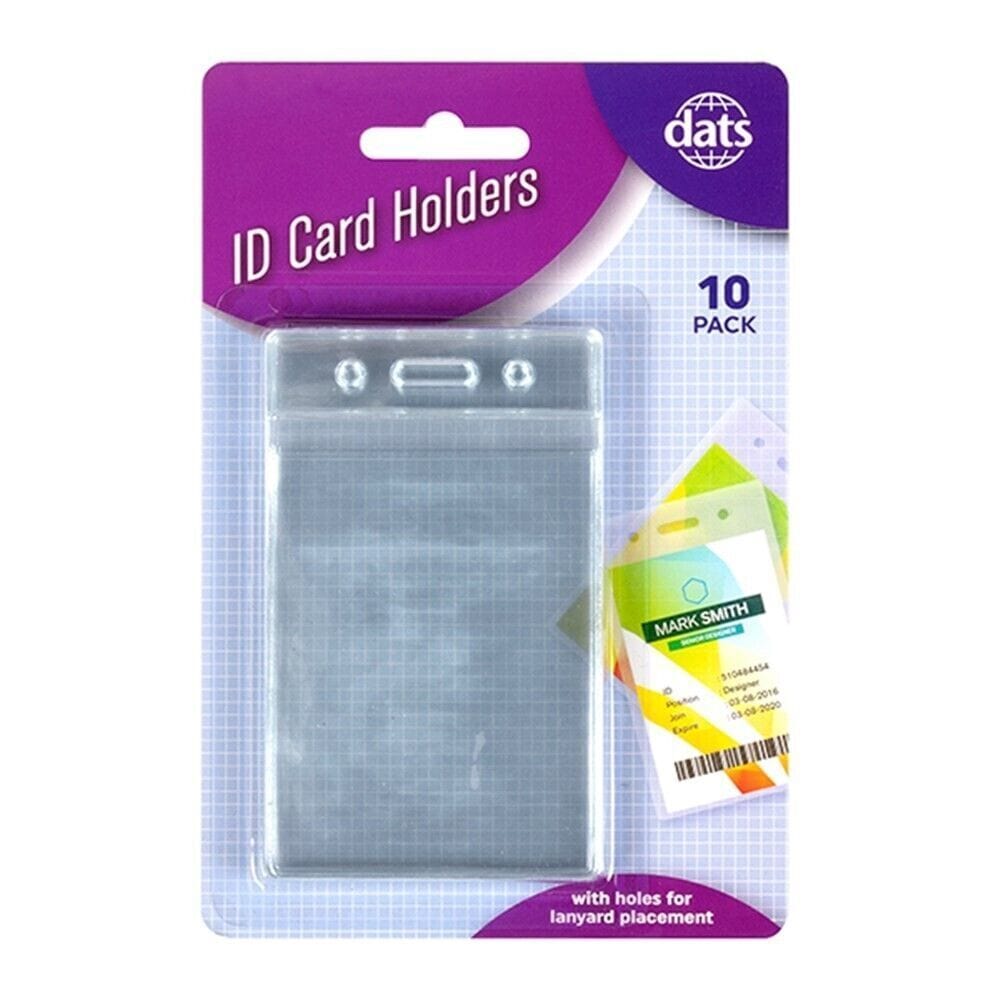 10 Vertical Plastic ID Card Holder Pouch Clear PVC Lanyard Work Badge Lock