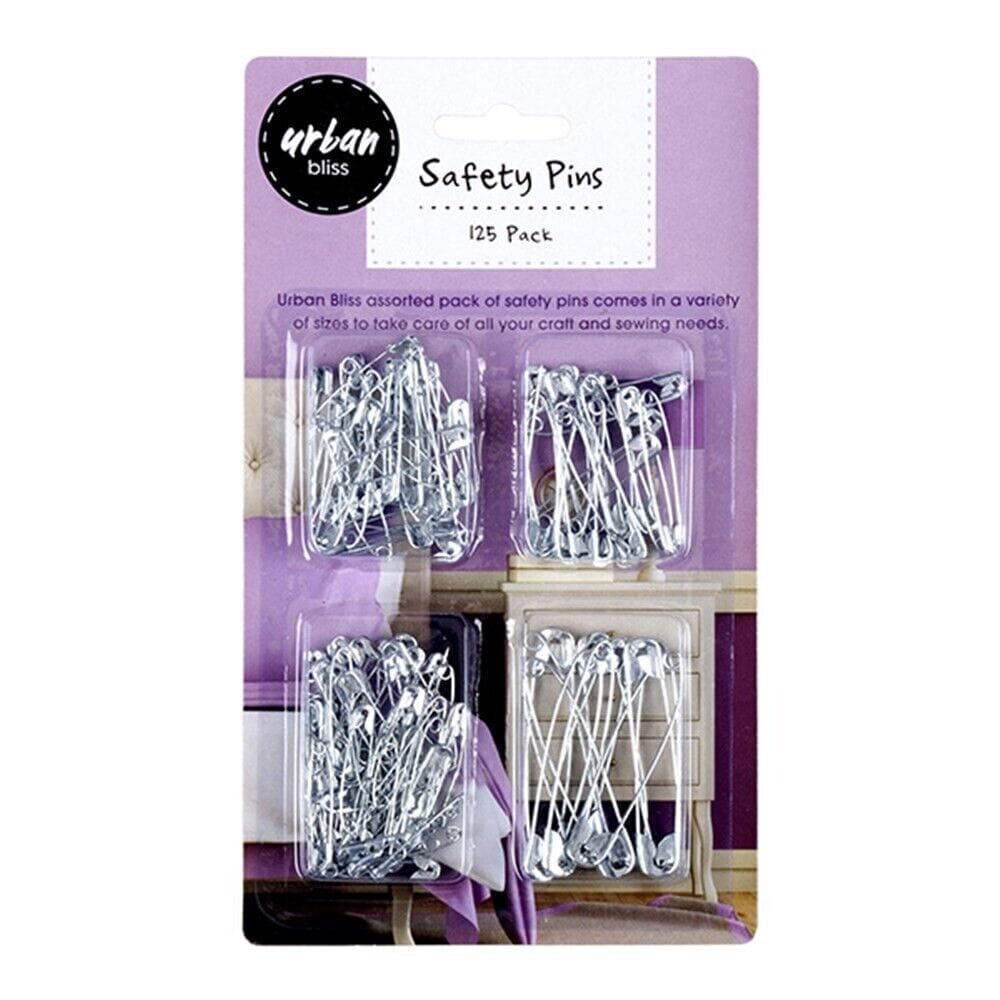 Safety Pins Mixed Size Silver 125pcs Sewing Craft Jewellery Baby Nappy Pins