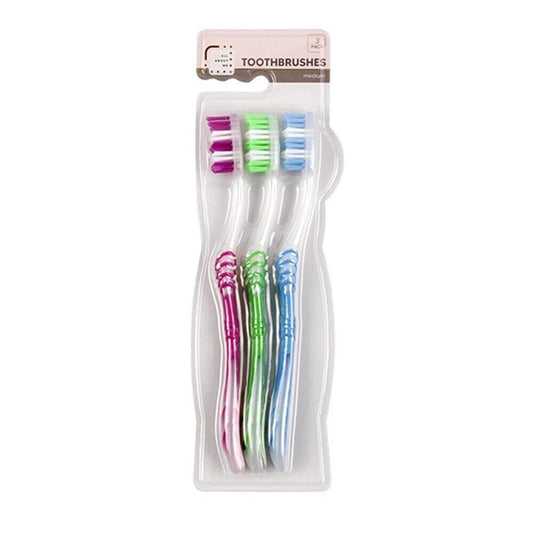 3 Pack Clean Adult Standard Medium Bristle Toothbrush Dental Teeth Oral Care